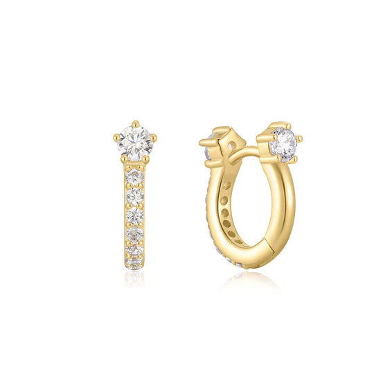 Gold Sparkling Pavé Huggie Hoop Earrings E066-04G