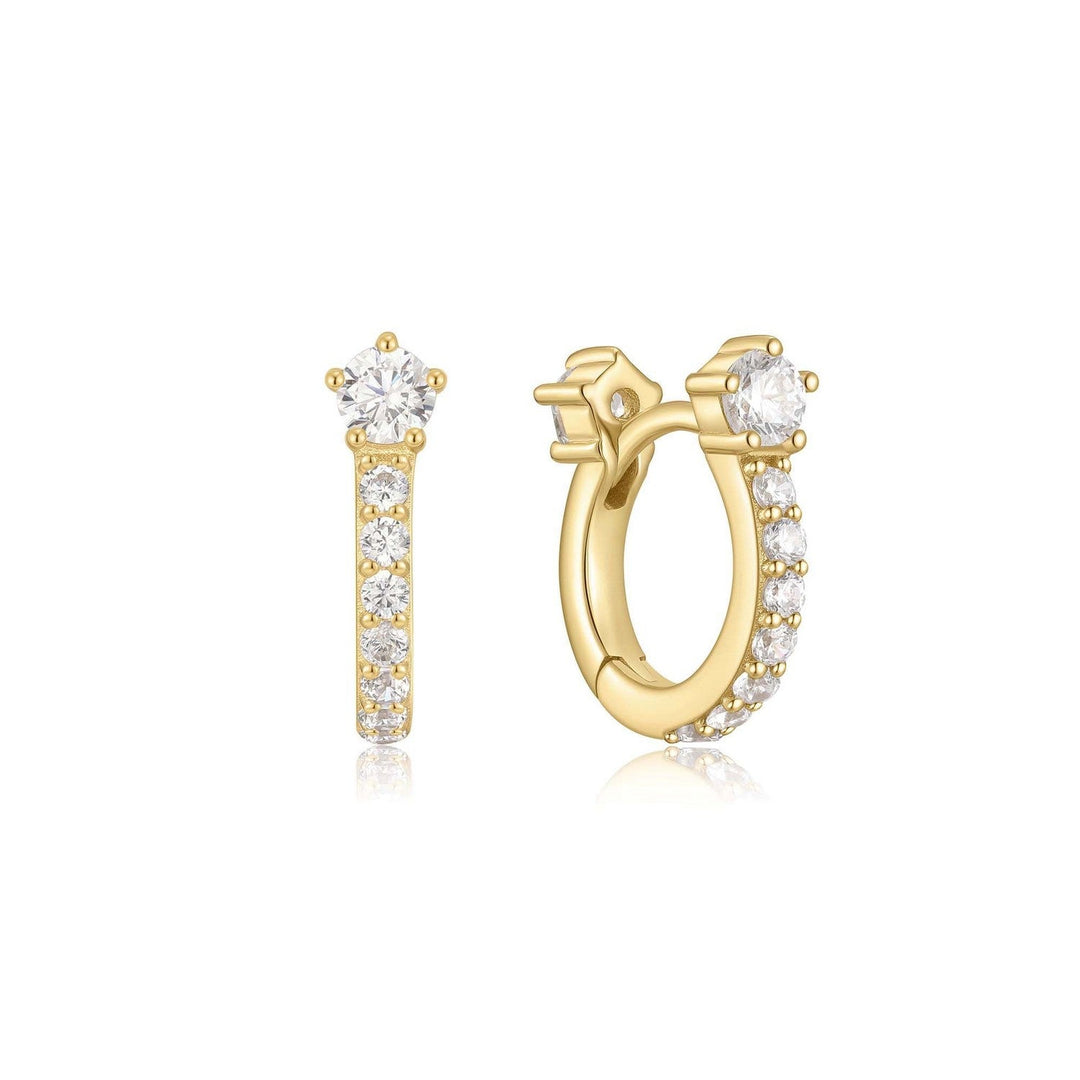 Gold Sparkling Pavé Huggie Hoop Earrings E066-04G