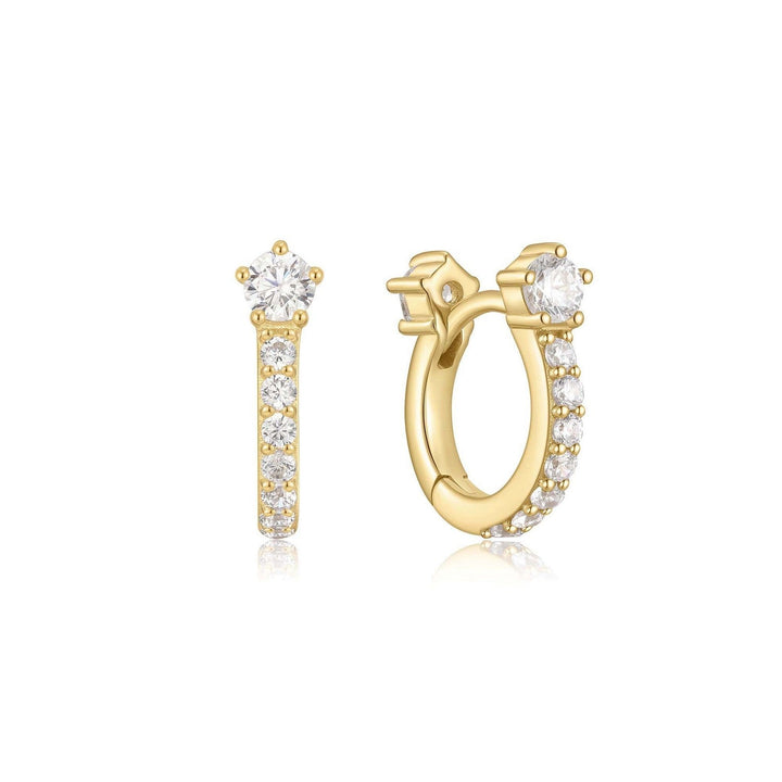 Gold Sparkling Pavé Huggie Hoop Earrings E066-04G