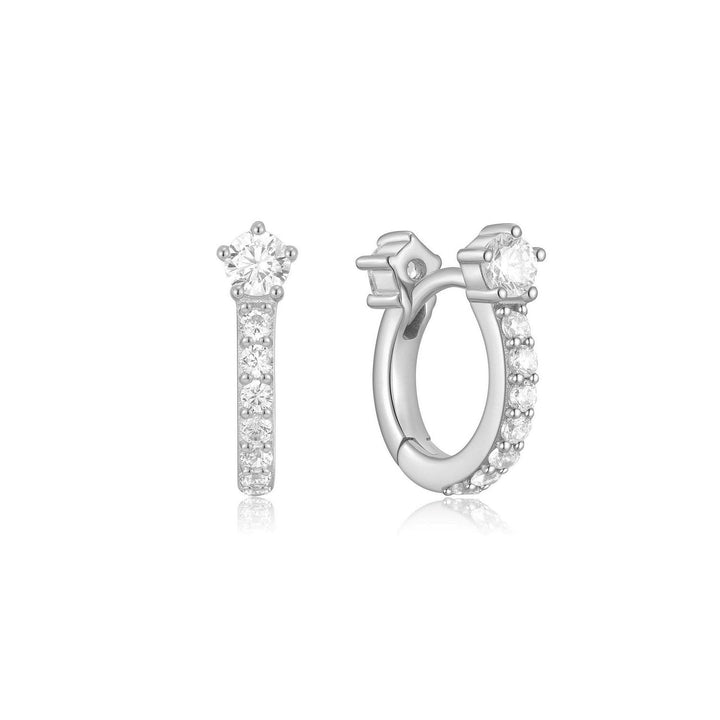 Silver Sparkling Pavé Huggie Hoop Earrings E066-04H