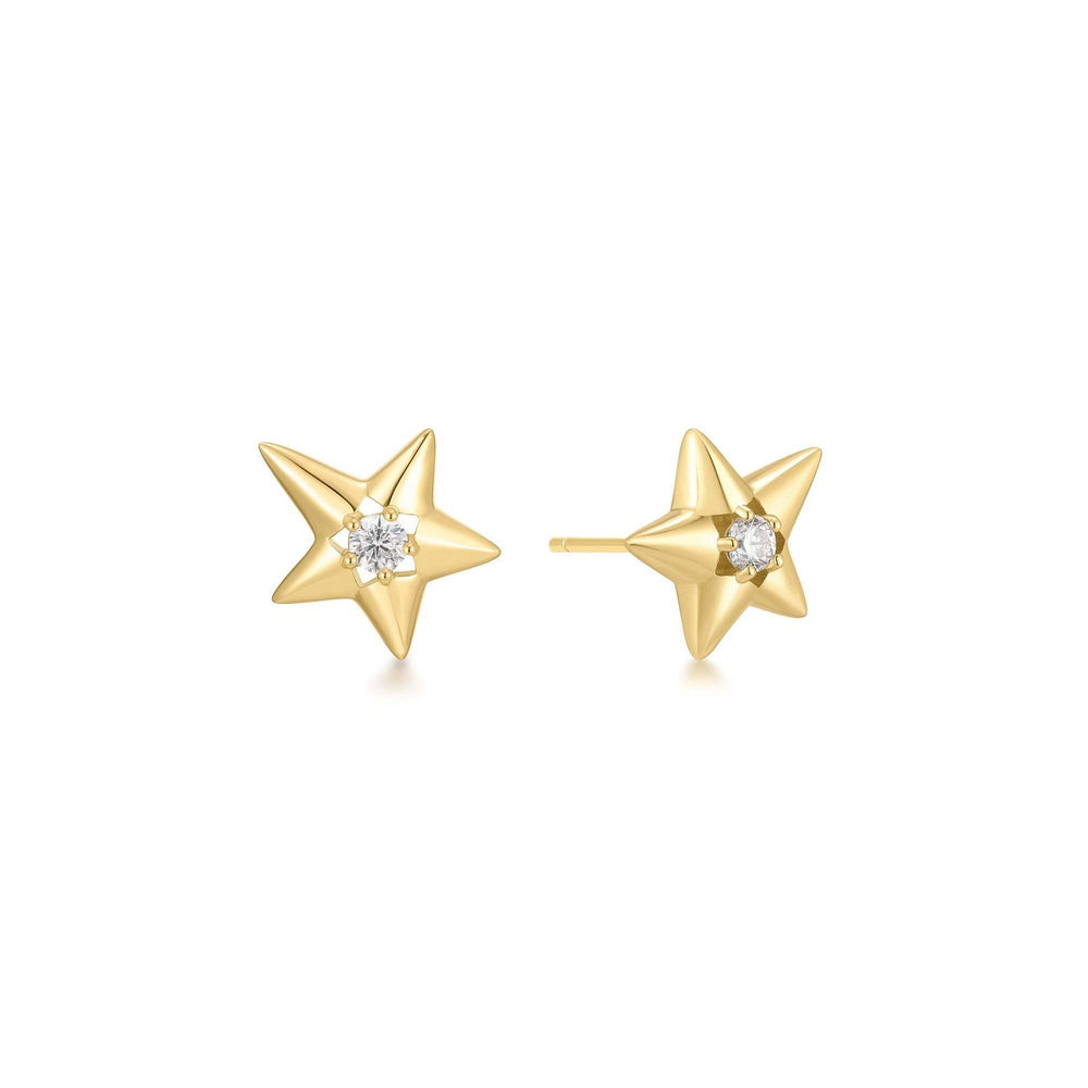 Gold Sparkling Star Drop Stud Earrings E066-07G