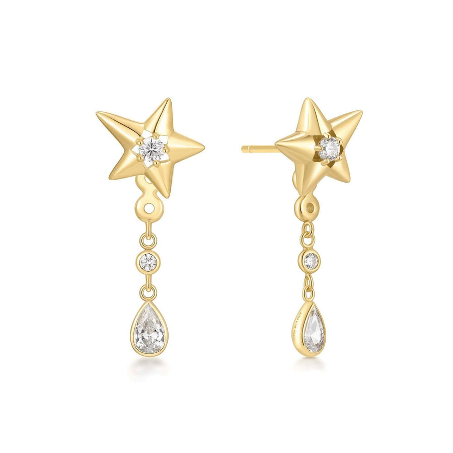 Gold Sparkling Star Drop Stud Earrings E066-07G