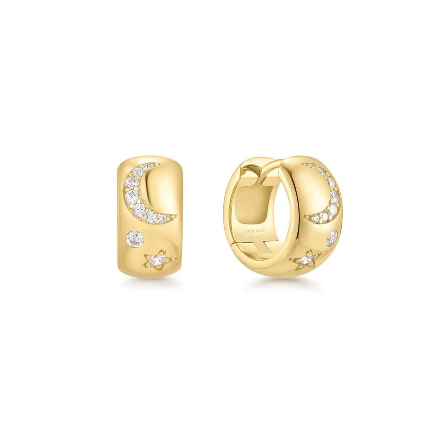 Gold Celestial Chunky Huggie Hoop Earrings E066-09G