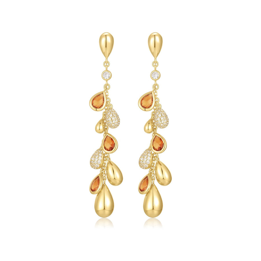 Gold Nano Gem Teardrop Cascade Earrings E066-10G