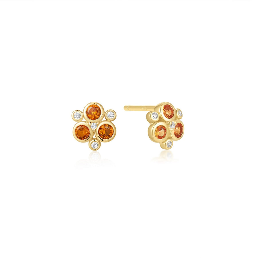 Gold Nano Gem Floral Trio Stud Earrings E066-11G
