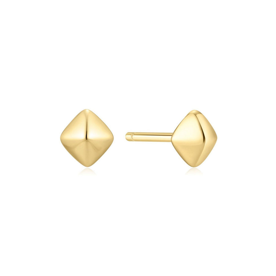 Gold Pyramid Glam Stud Earrings E067-02G
