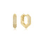 Gold Sparkling Shield Huggie Hoop Earrings E067-06G