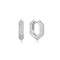 Silver Sparkling Shield Huggie Hoop Earrings E067-06H