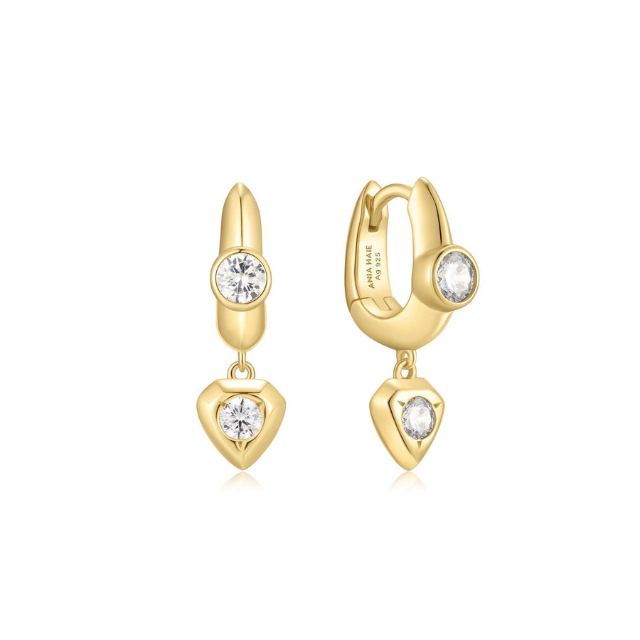 Gold U-Shaped Shield Drop Huggie Hoop Earrings E067-07G