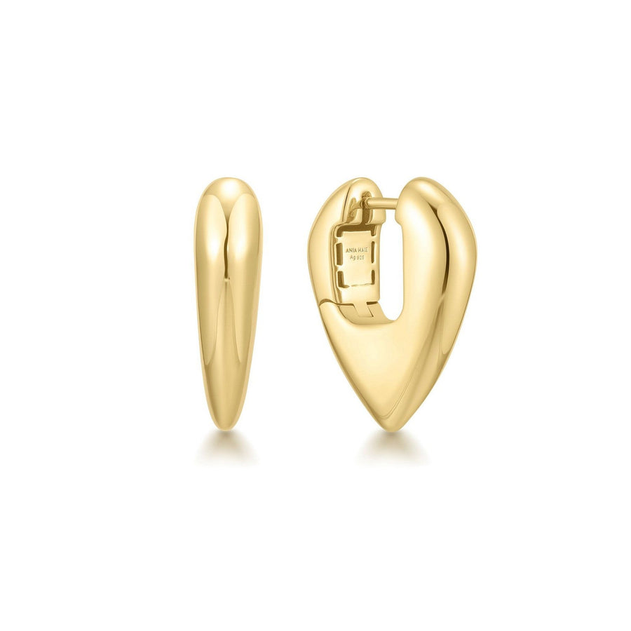 Gold Puffy Shield Hoop Earrings E067-09G