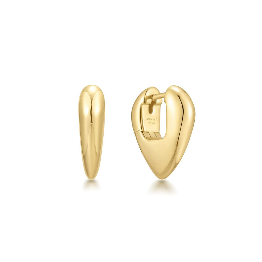 Gold Puffy Shield Huggie Hoop Earrings E067-10G