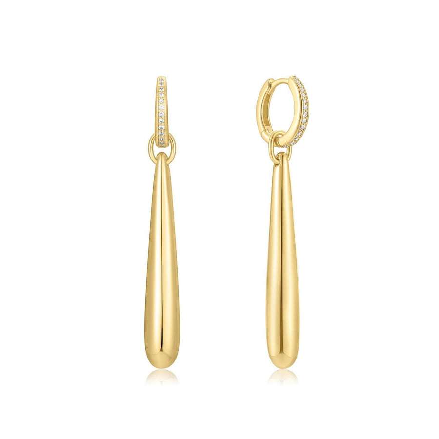 Gold Long Water Droplet Drop Earrings E067-11G