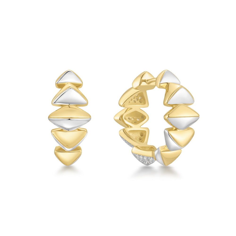 Two-Tone Sparkling Bold Puffy Spike Hoop Earrings E067-12T
