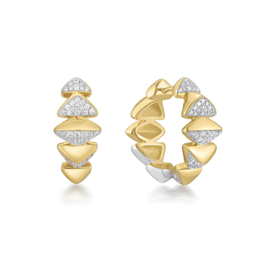 Two-Tone Sparkling Bold Puffy Spike Hoop Earrings E067-12T