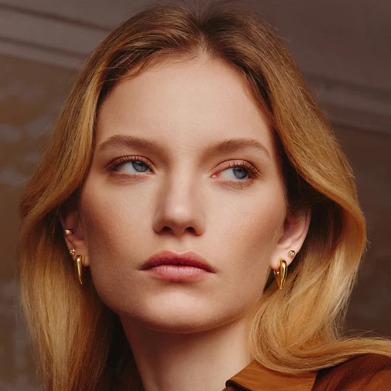 Gold Tiger Eye Huggie Hoop Earrings E068-01G-TE