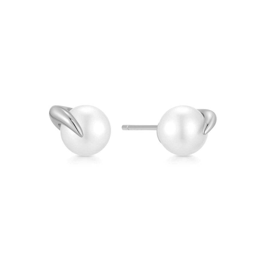 Silver Pearl Claw Stud Earrings E069-01H