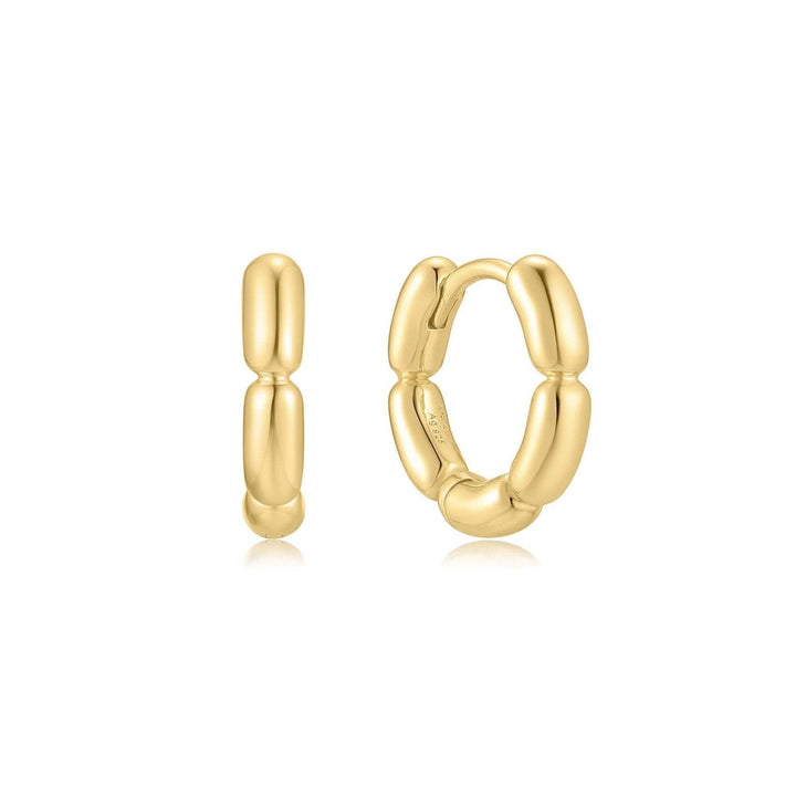Gold Segmented Puffy Huggie Hoop Earrings E069-02G