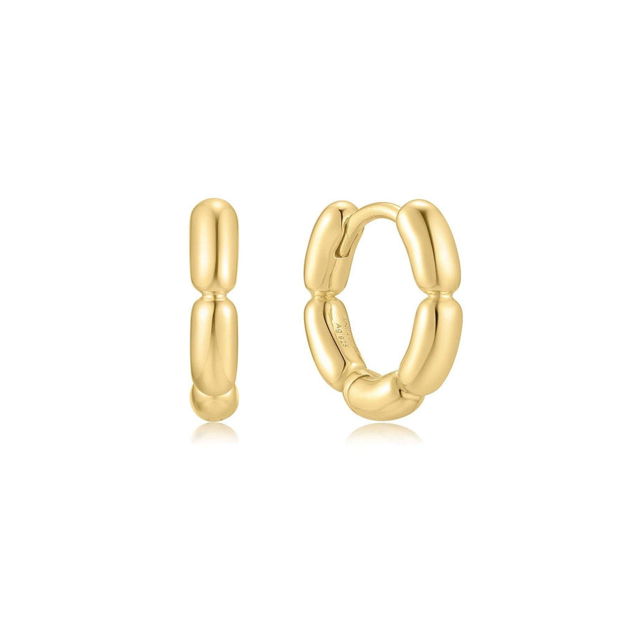 Gold Segmented Puffy Huggie Hoop Earrings E069-02G