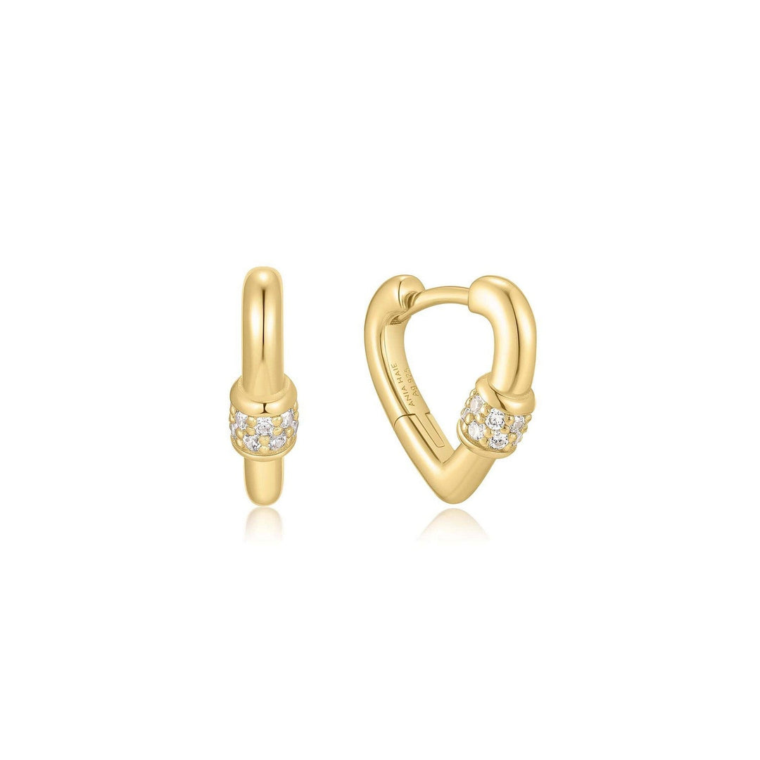 Gold Mini Heart Clasp Huggie Hoop Earrings E069-04G