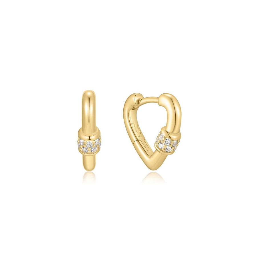 Gold Mini Heart Clasp Huggie Hoop Earrings E069-04G