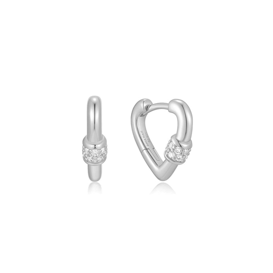 Silver Mini Heart Clasp Huggie Hoop Earrings E069-04H