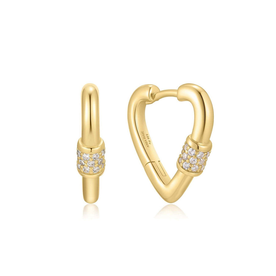 Gold Heart Clasp Huggie Hoop Earrings E069-05G