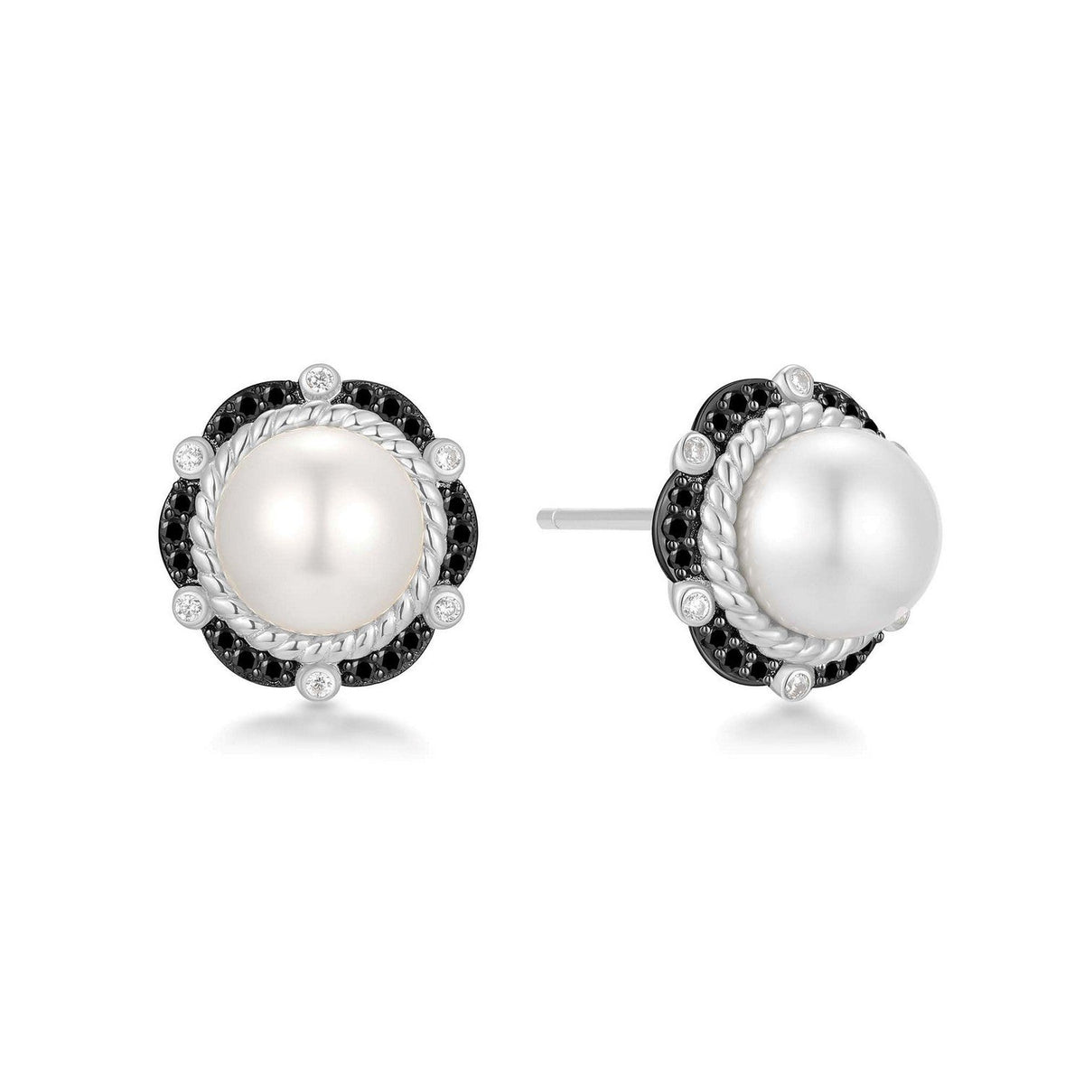 Two-Tone Shell Pearl Bloom Stud Earrings E069-06T
