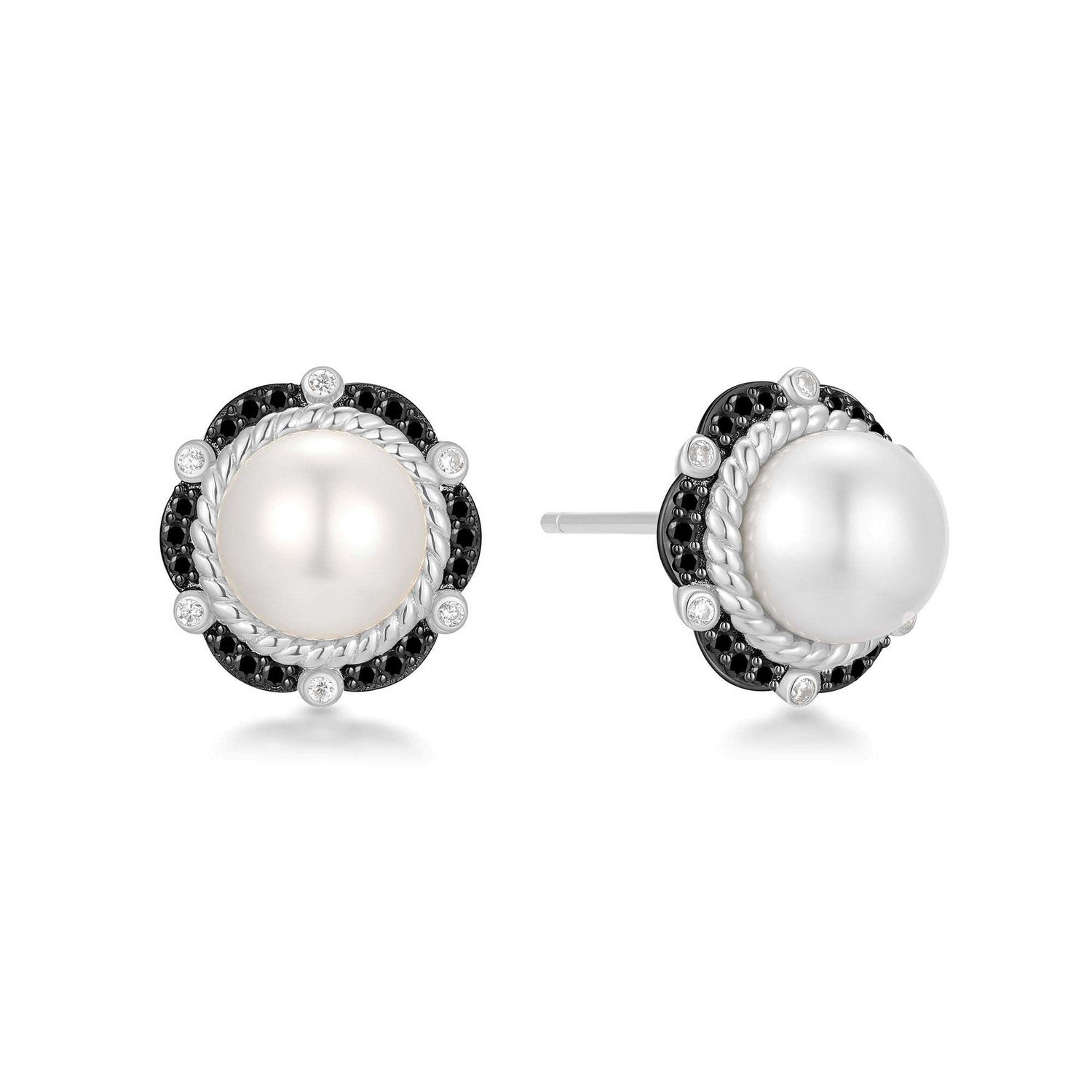 Two-Tone Shell Pearl Bloom Stud Earrings E069-06T
