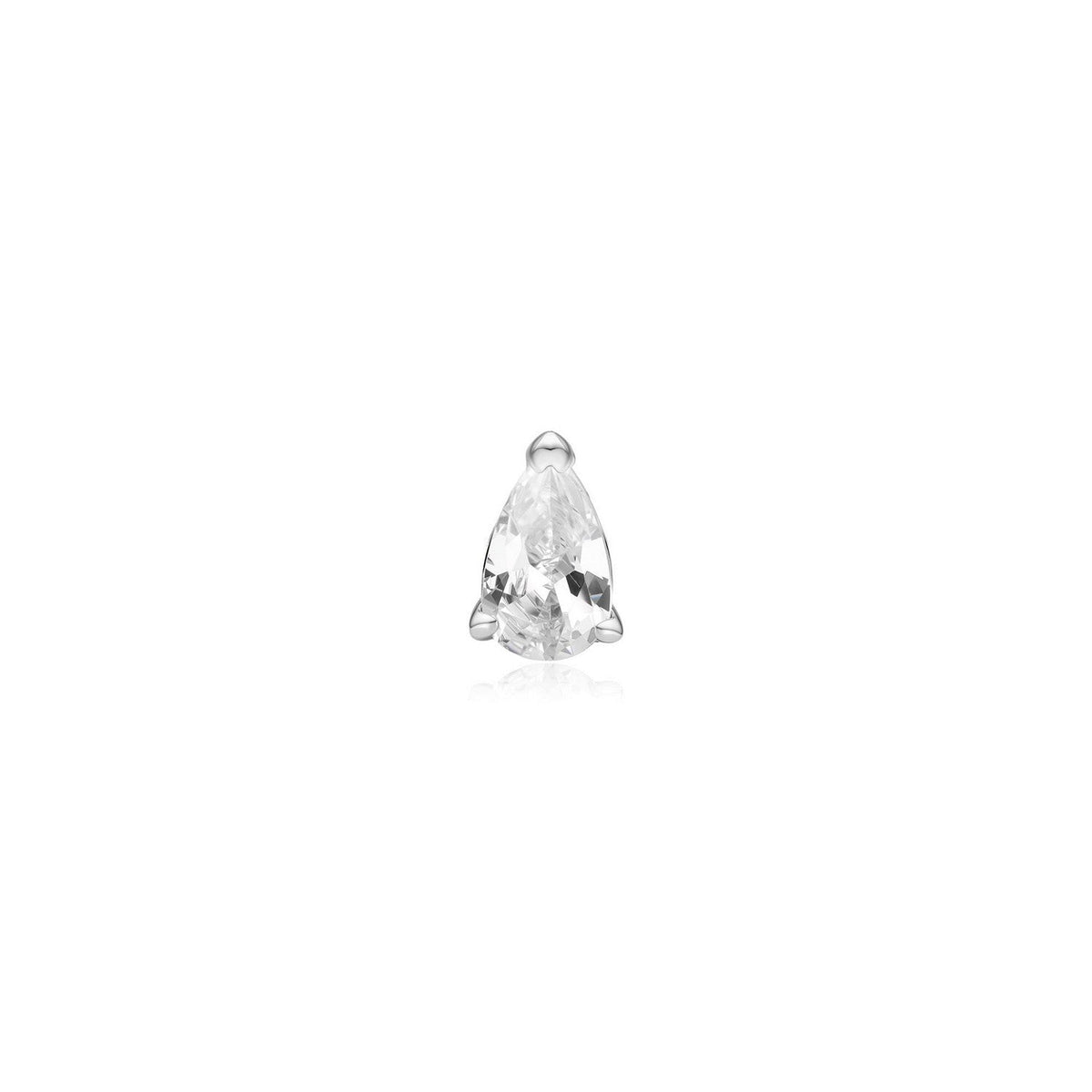 Silver Pear Barbell Single Earring E070-01H