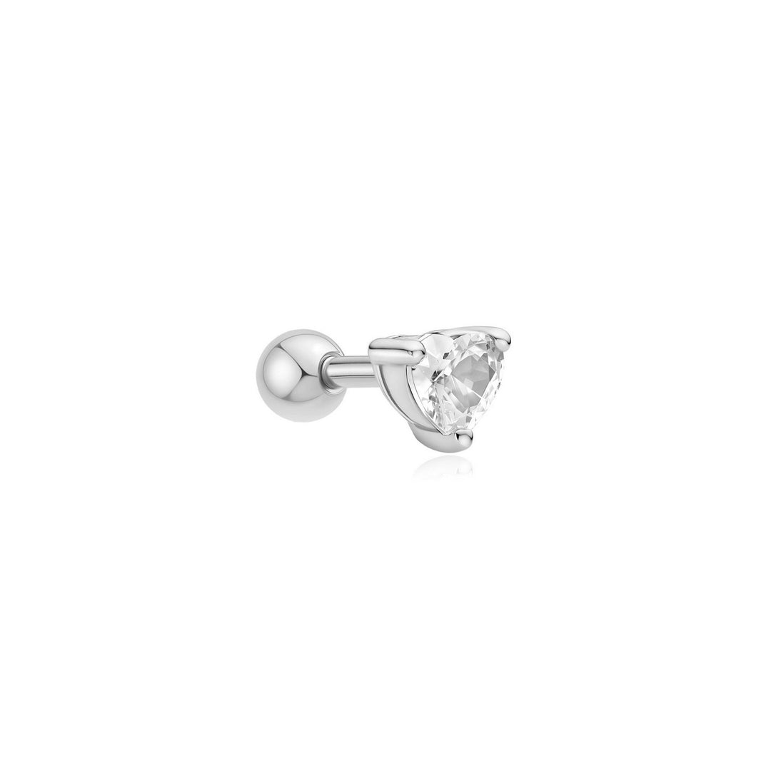 Single stud earring with a clear gemstone on a white background
