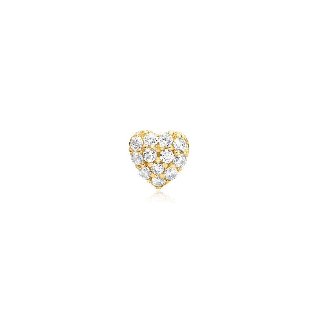 Gold Pavé Heart Barbell Single Earring E070-04G