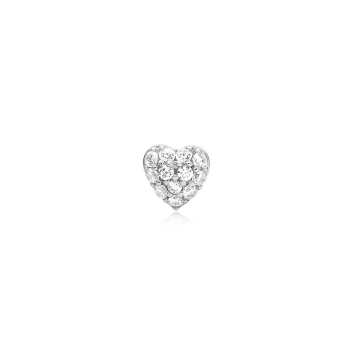 Silver Pavé Heart Barbell Single Earring E070-04H
