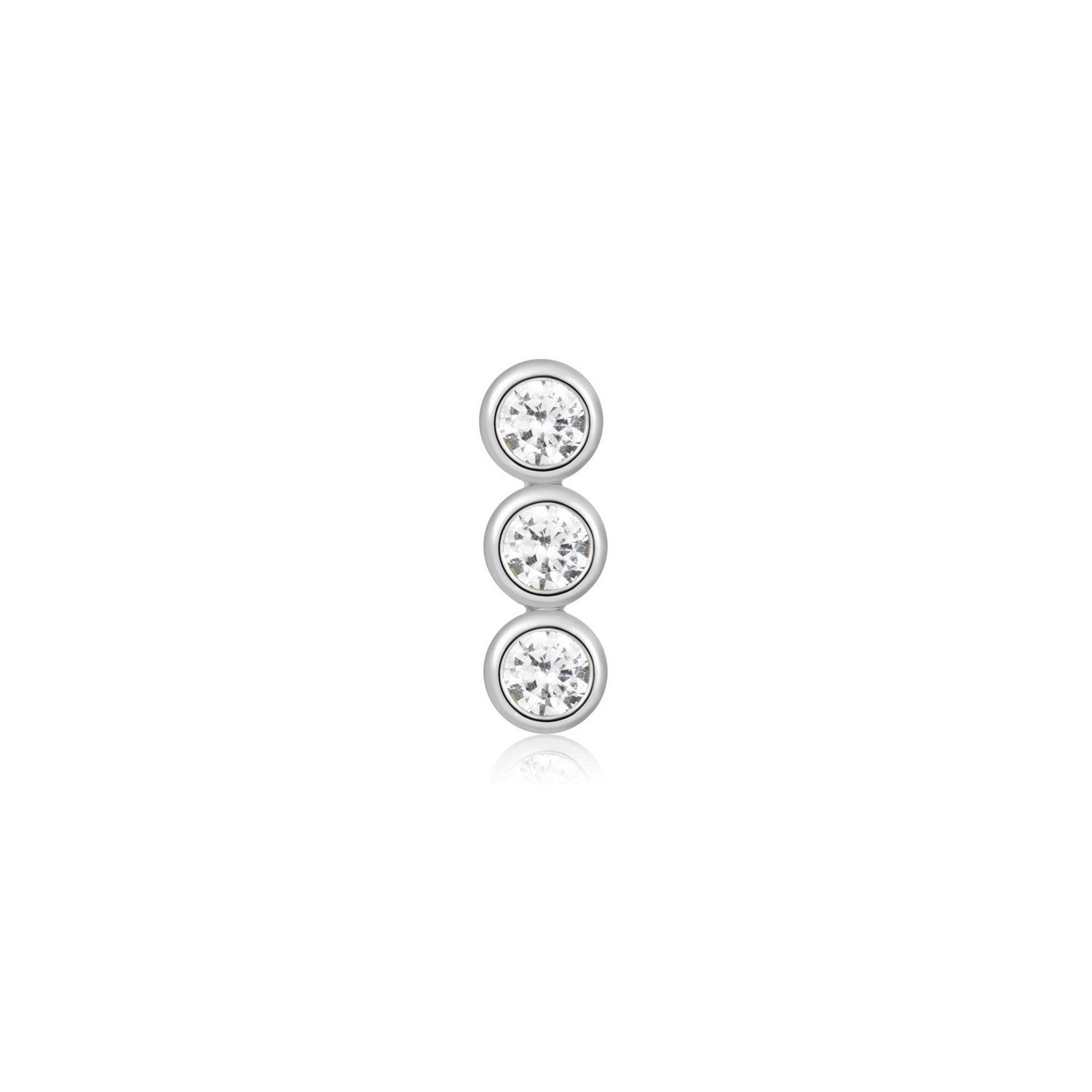 Silver Triple Stone Bezel Barbell Single Earring E070-05H