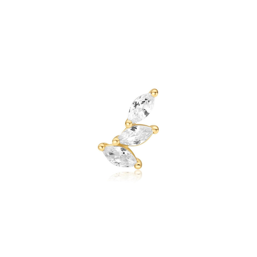 Gold Triple Marquise Barbell Single Earring E070-08G