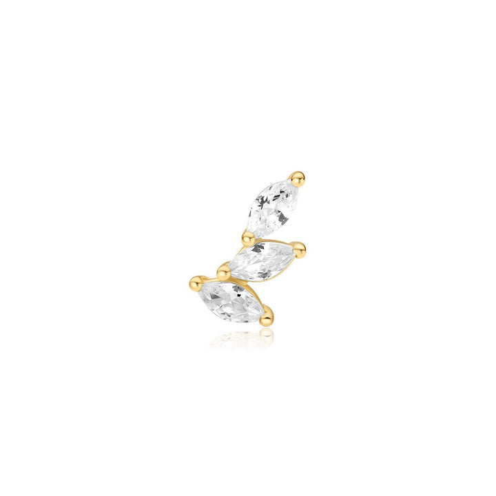 Gold Triple Marquise Barbell Single Earring E070-08G