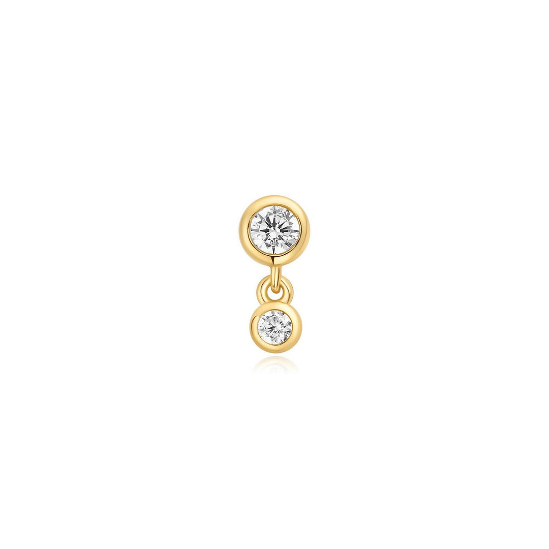 Gold Bezel Dangle Barbell Single Earring E070-09G