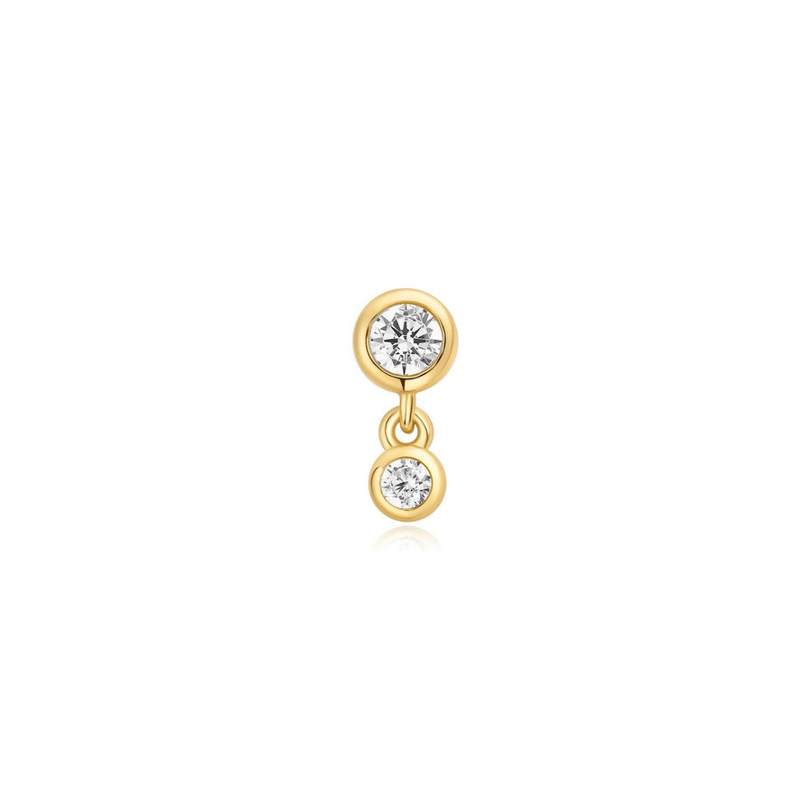 Gold Bezel Dangle Barbell Single Earring E070-09G