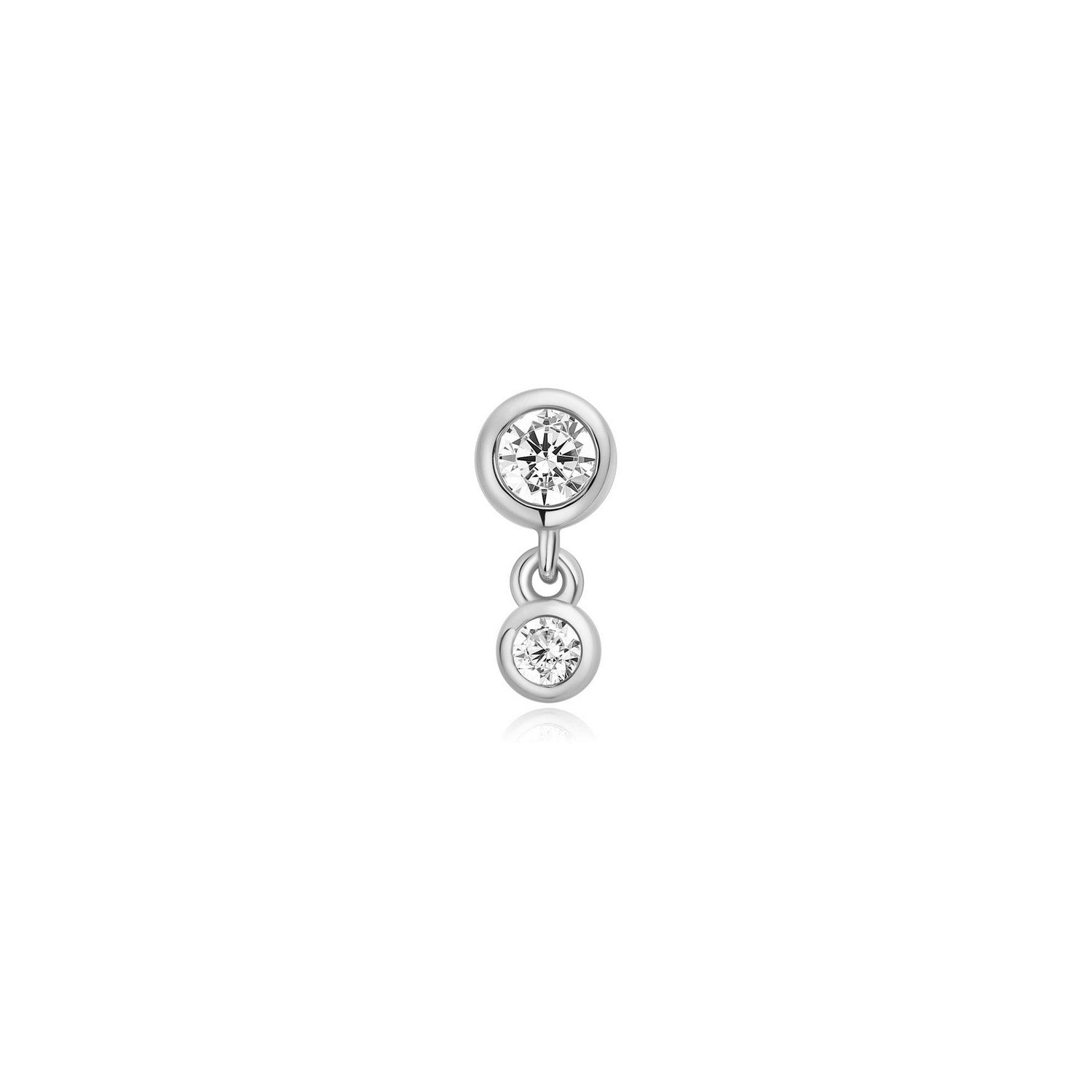 Silver Bezel Dangle Barbell Single Earring E070-09H