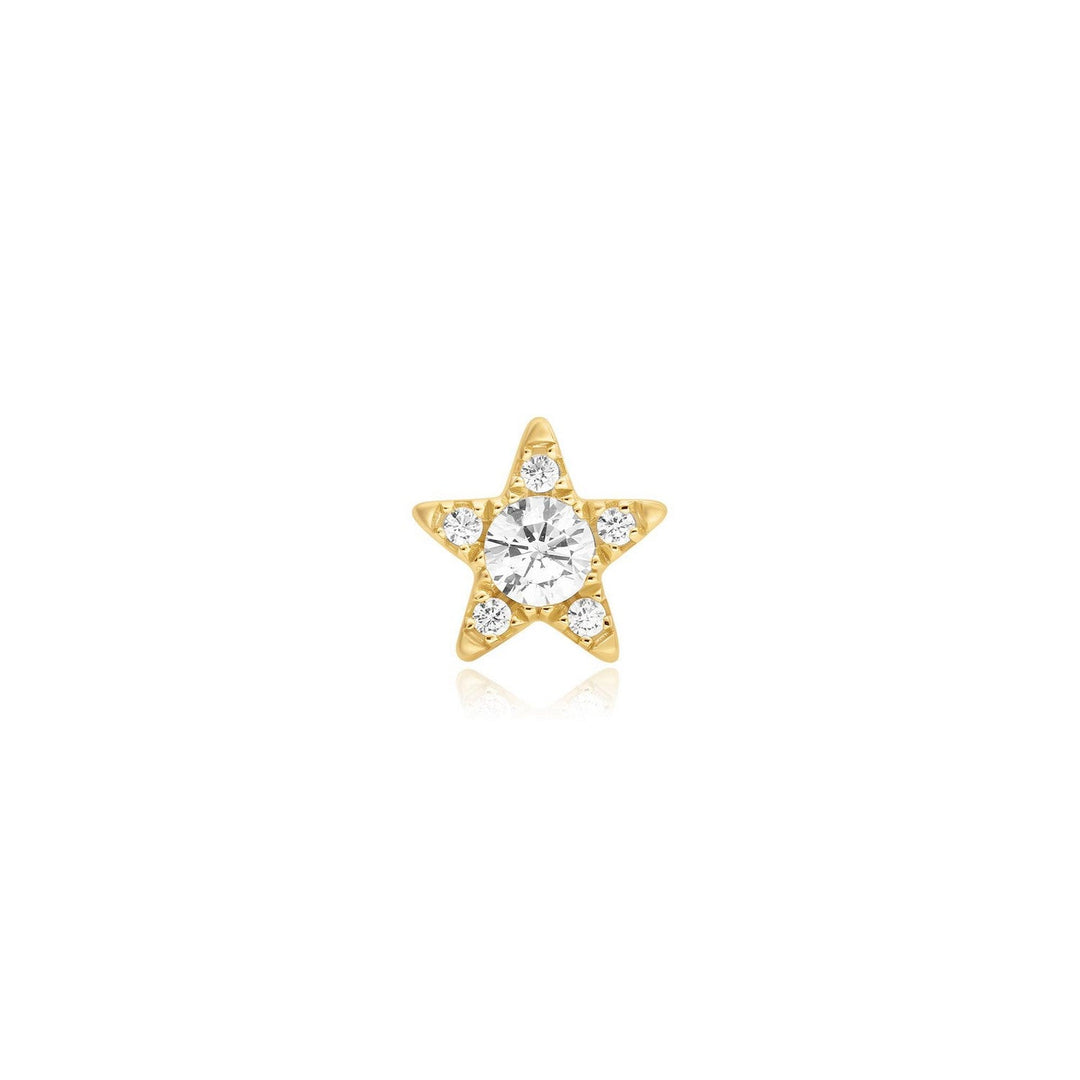Gold Five-Point Star Barbell Single Earring E070-11G