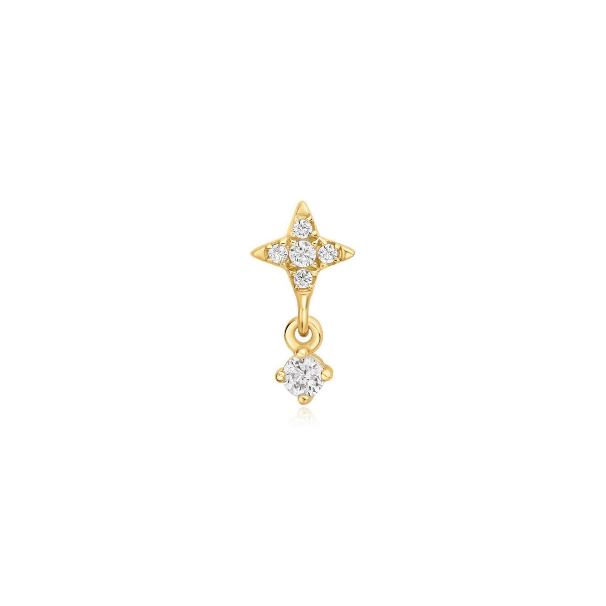 Gold Star Dangle Barbell Single Earring E070-12G