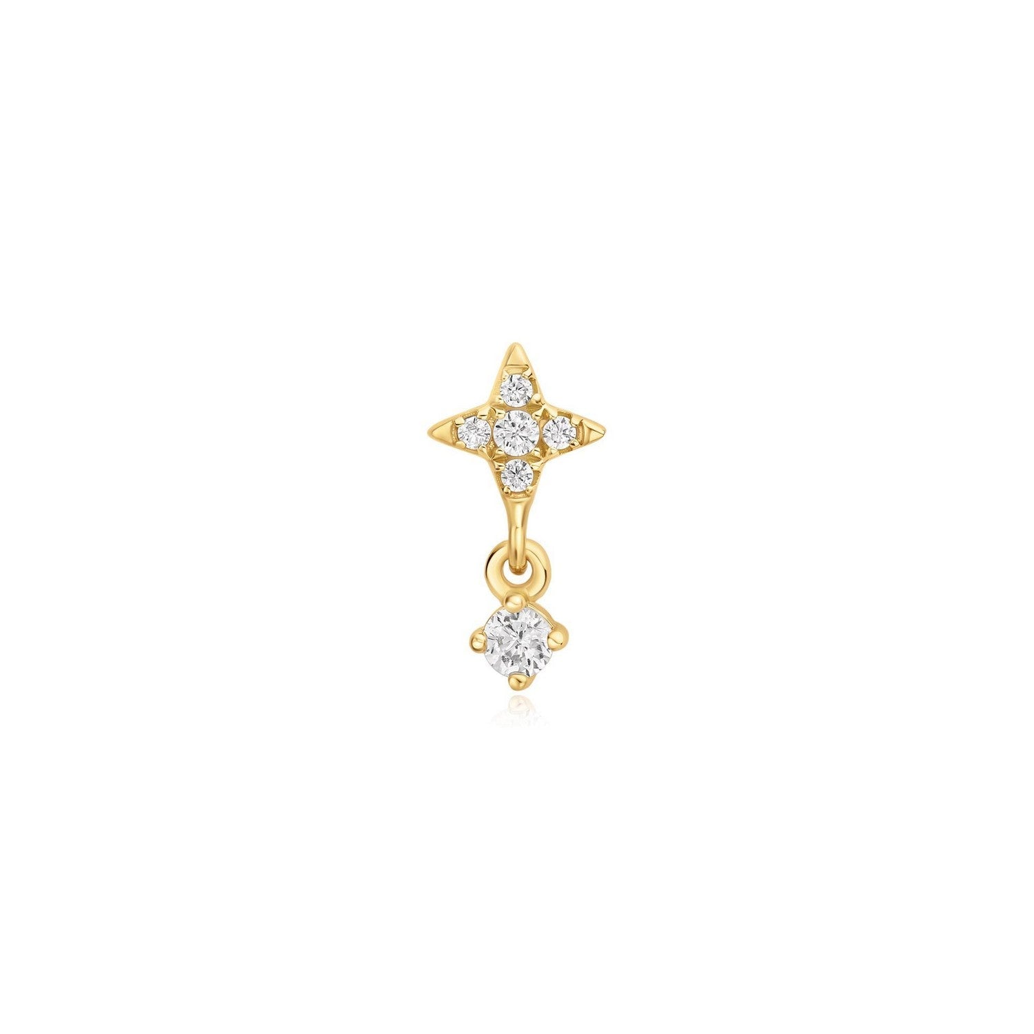 Gold Star Dangle Barbell Single Earring E070-12G