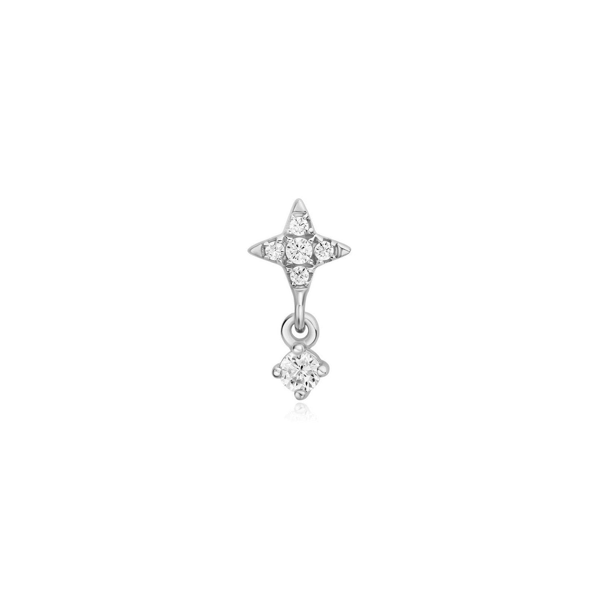 Silver Star Dangle Barbell Single Earring E070-12H