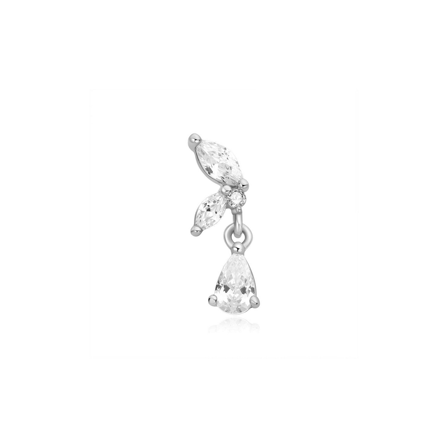 Silver Marquise Dangle Barbell Single Earring E070-13H