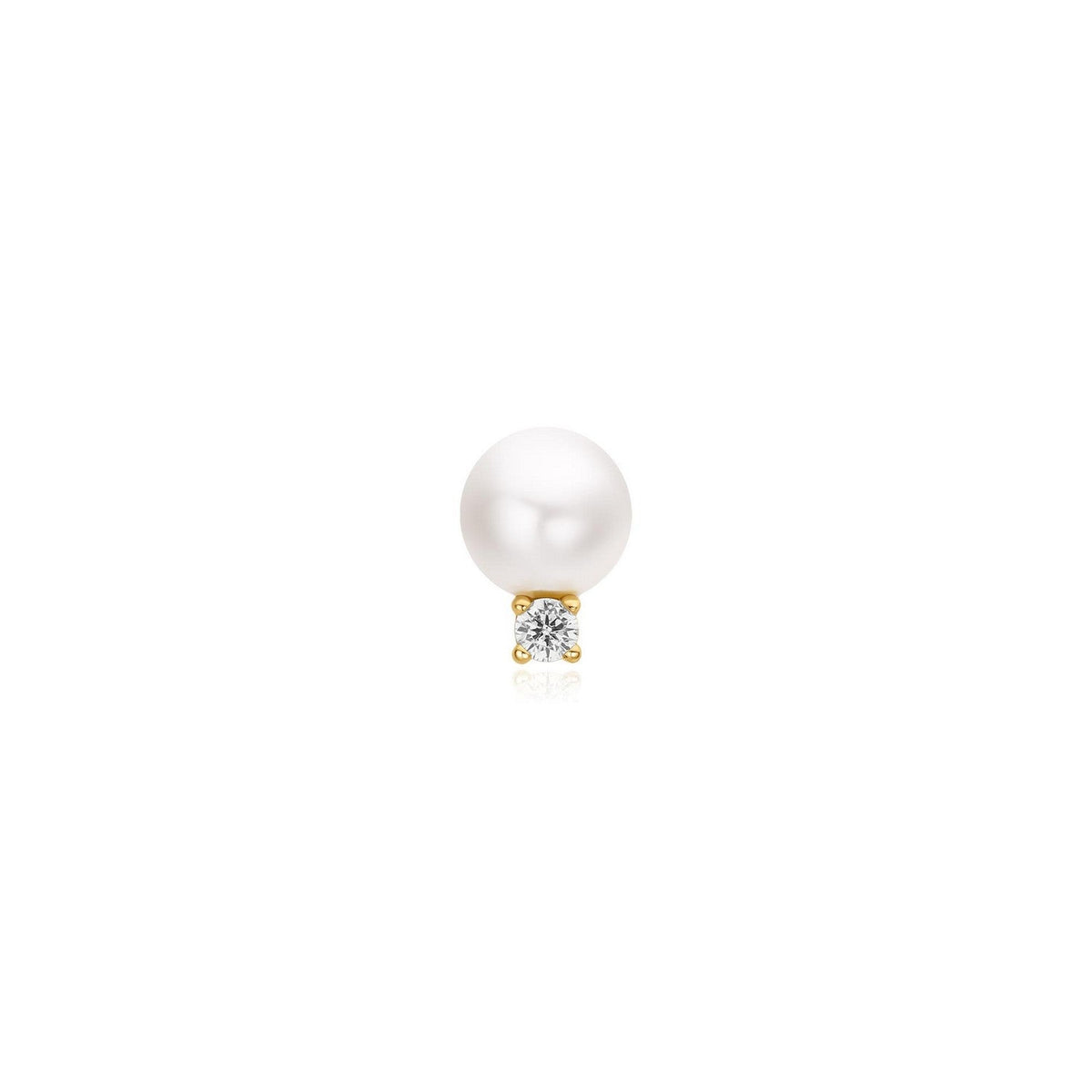Gold Shell Pearl with Sparkling Accent Barbell Single Earring E070-14G