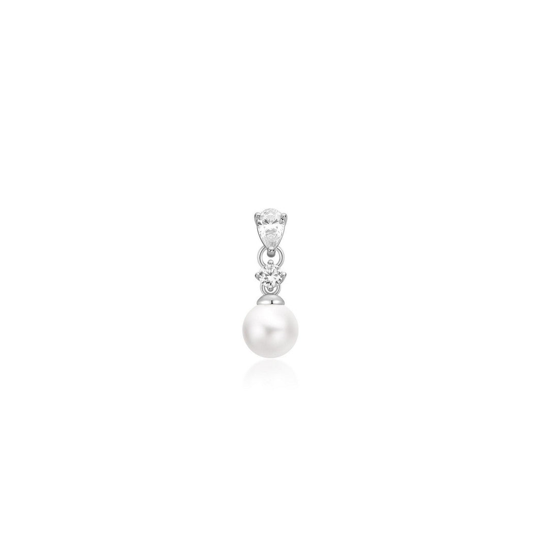 Silver Shell Pearl Dangling Barbell Single Earring E070-15H