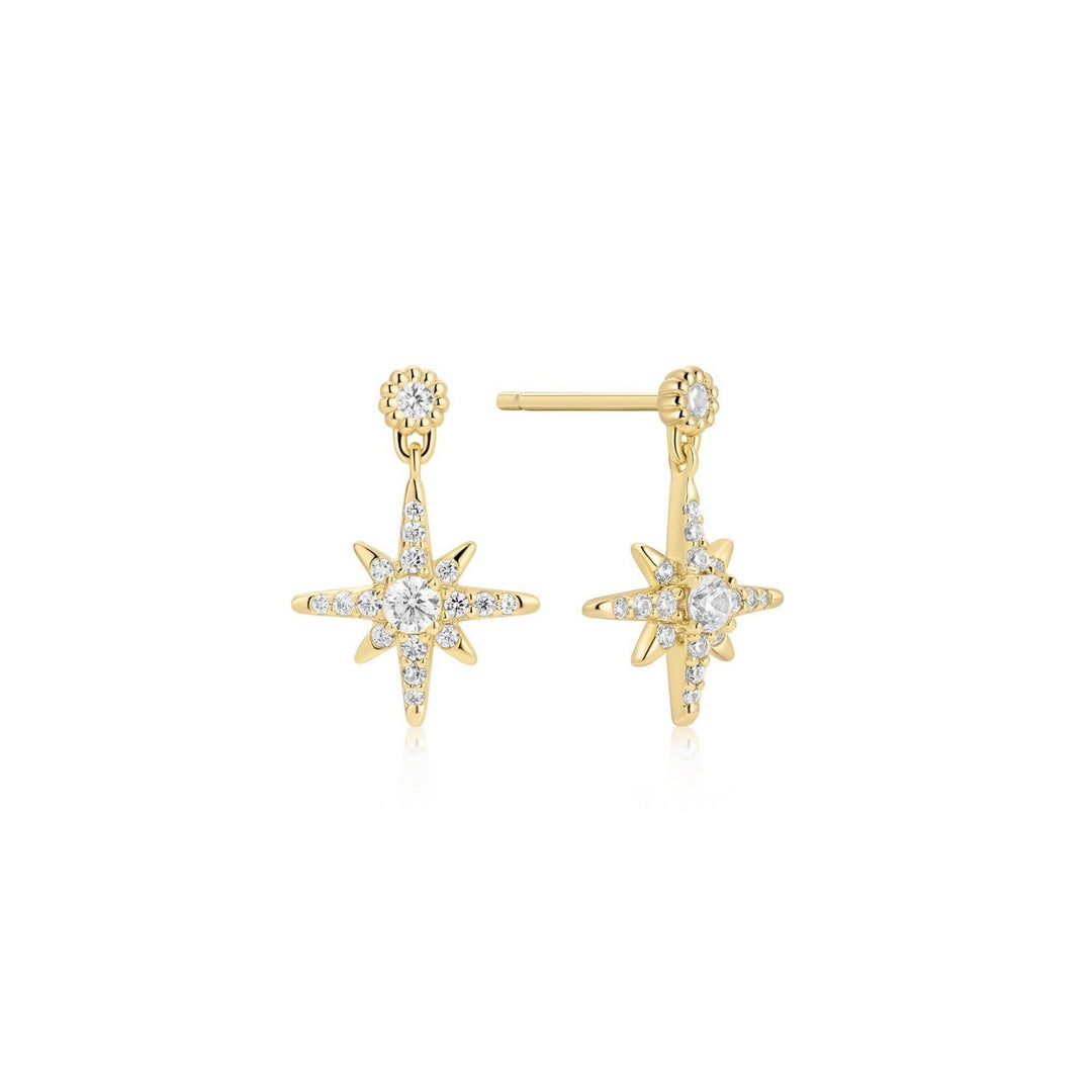 Gold Dangling Nova Star Stud Earrings E071-02G