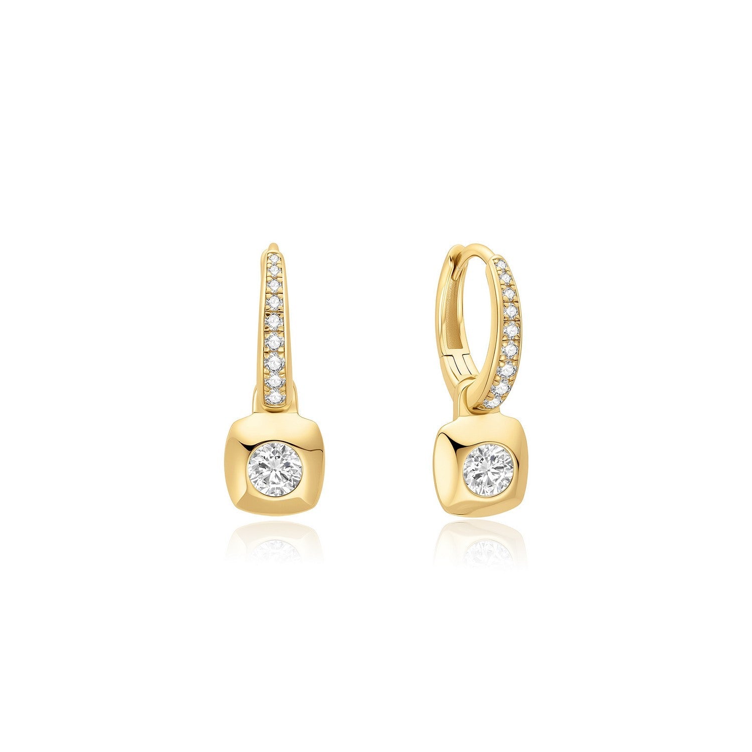Ania Haie Gold Modern Bezel-Set Huggie Hoop Earrings E072-02G