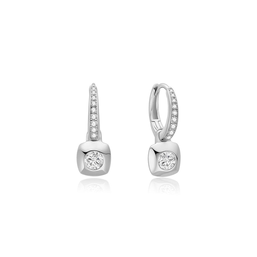 Ania Haie Silver Modern Bezel-Set Huggie Hoop Earrings E072-02H