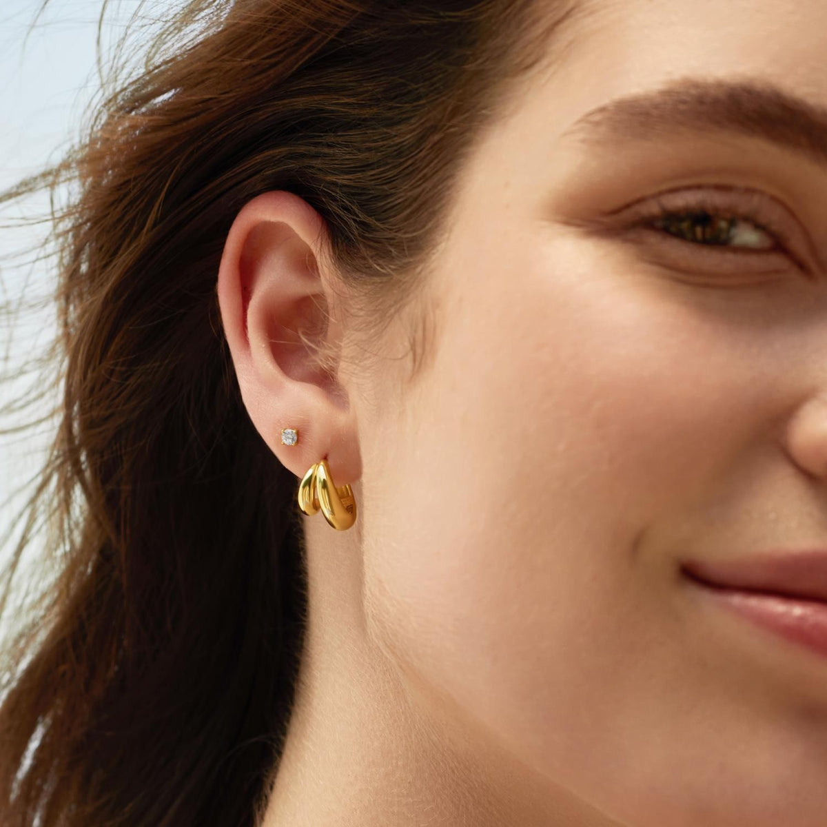 Ania Haie Gold Dome Huggie Hoop Earrings E072-03G