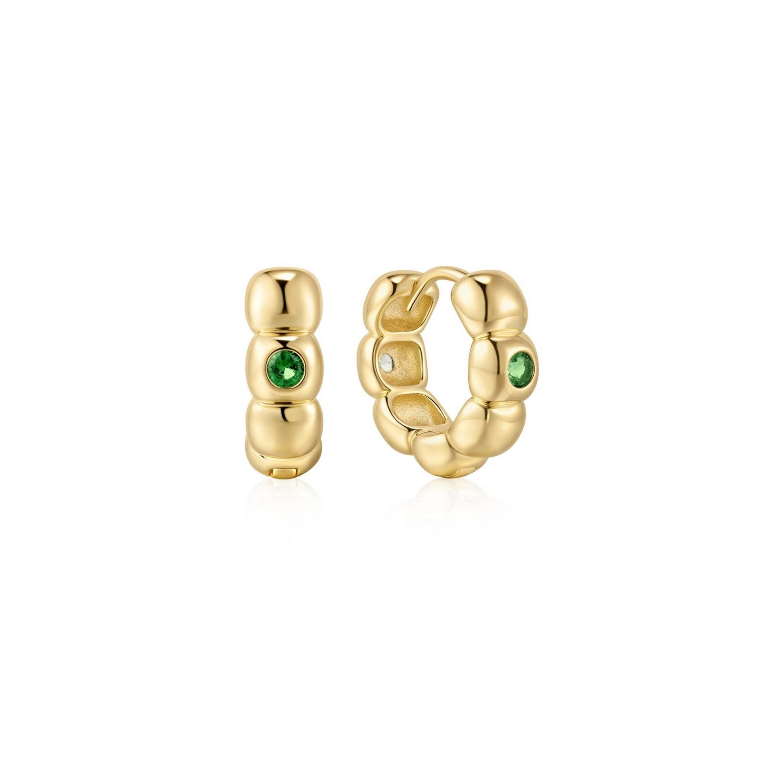 Ania Haie Gold Reversible Puffy Huggie Hoop Earrings E072-04G